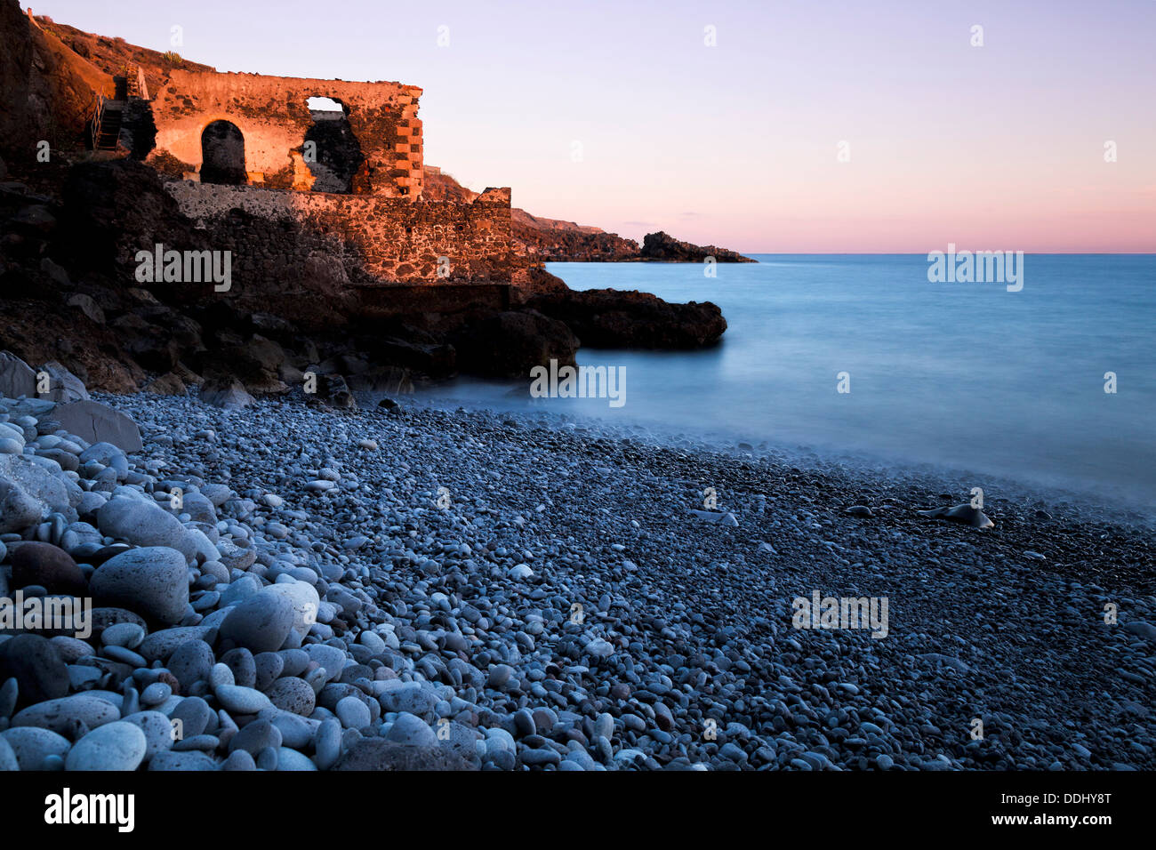 Long exposure images of the old pumphouse at Playa San juan, tenerife, Canary Islands, Spain. 10stop ND filter. Stock Photo