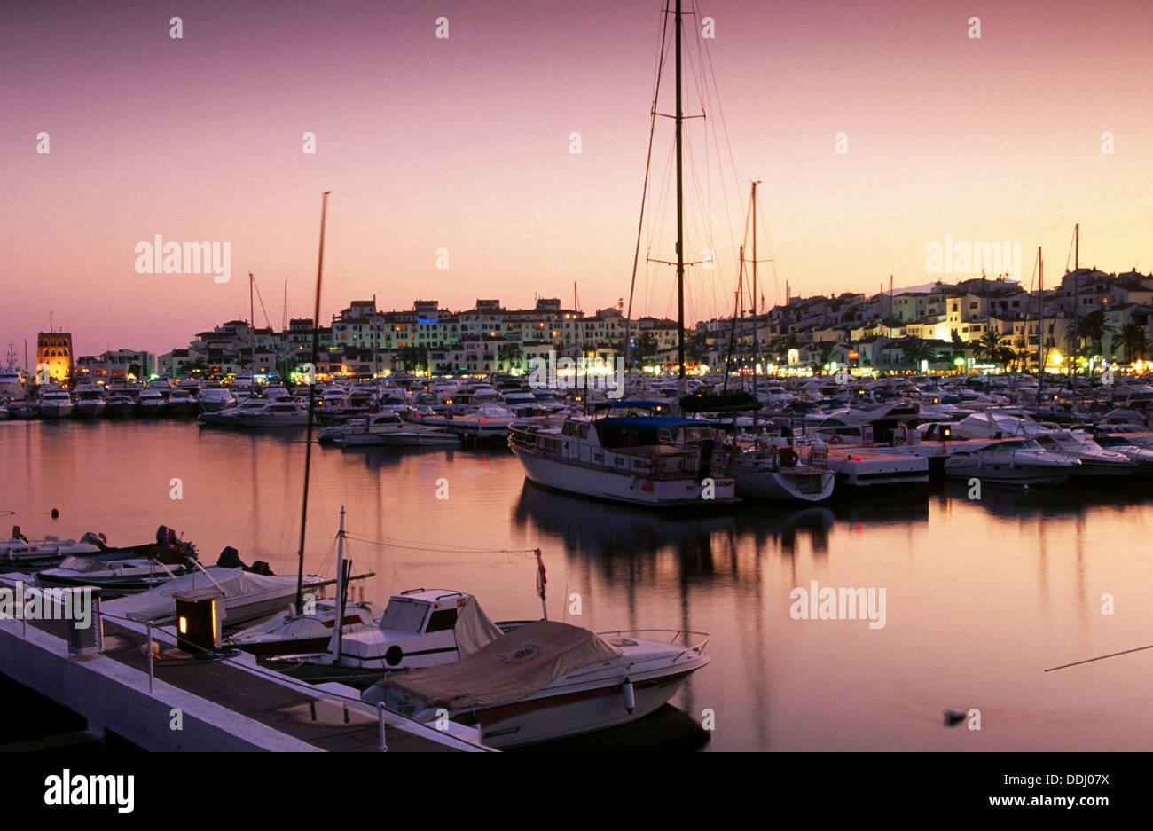 Sunset at Puerto BanÃºs, Andalusia, Spain Editorial Stock Image