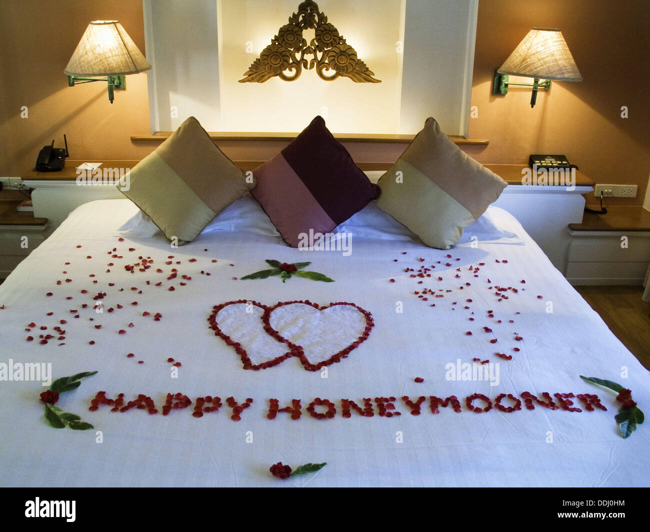 Happy Honeymoon Sign On Bed At The Santiburi Dusit Resort Ko