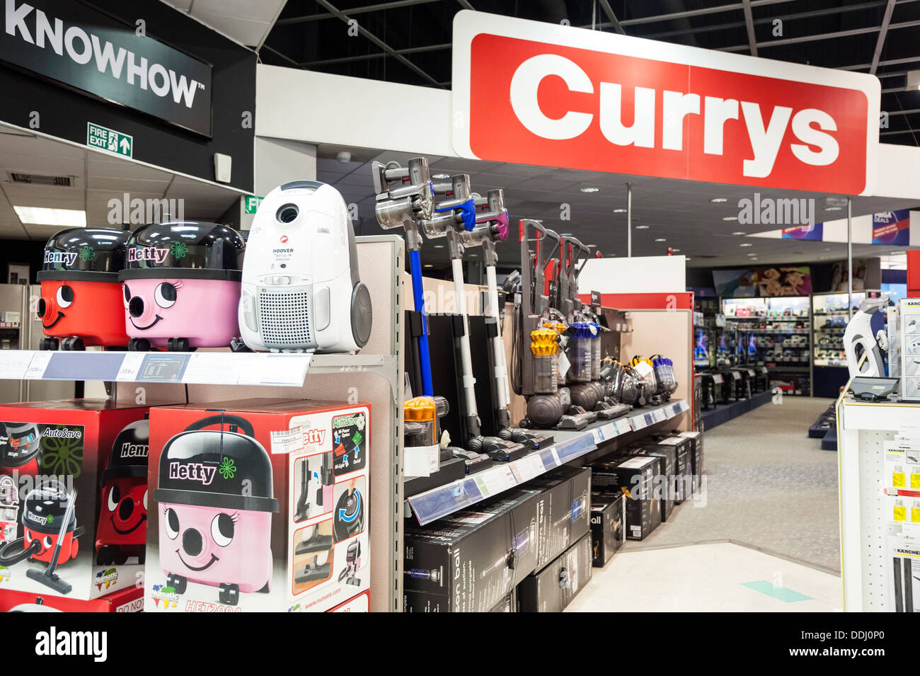 Henry vacuum cleaners for sale in a Currys store, UK. Stock Photo