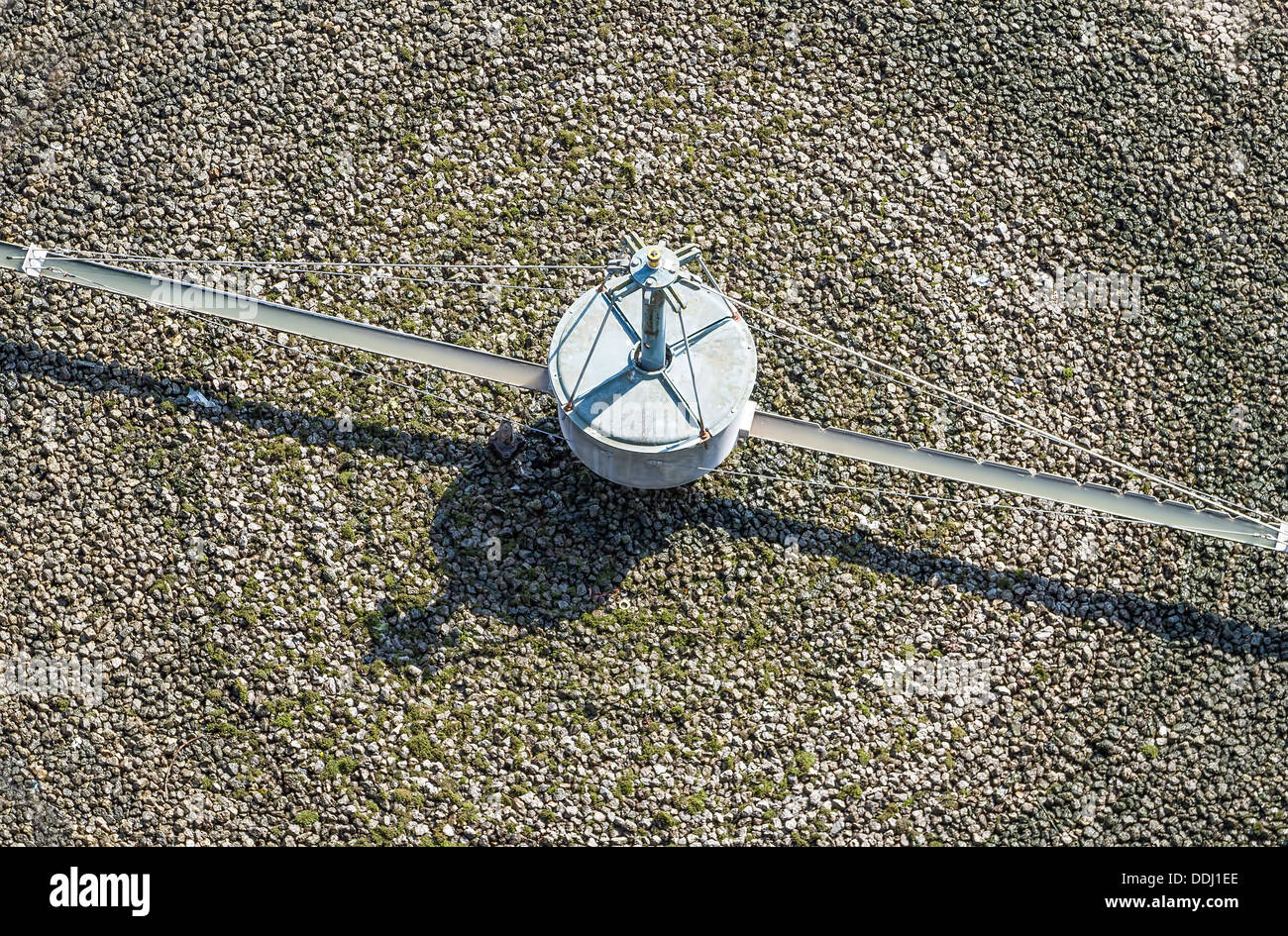 Aerial view of sewage treatment plant in UK Stock Photo