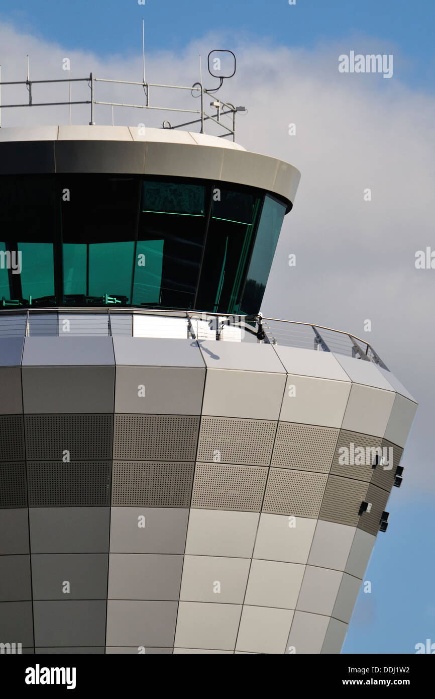 A close look at the new air traffic control tower at Birmingham International Airport Stock Photo