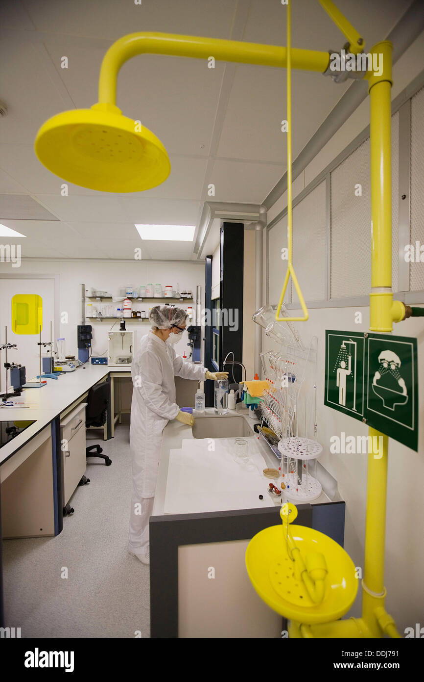 Emergency shower. Clean room. Technology and Research Centre Stock