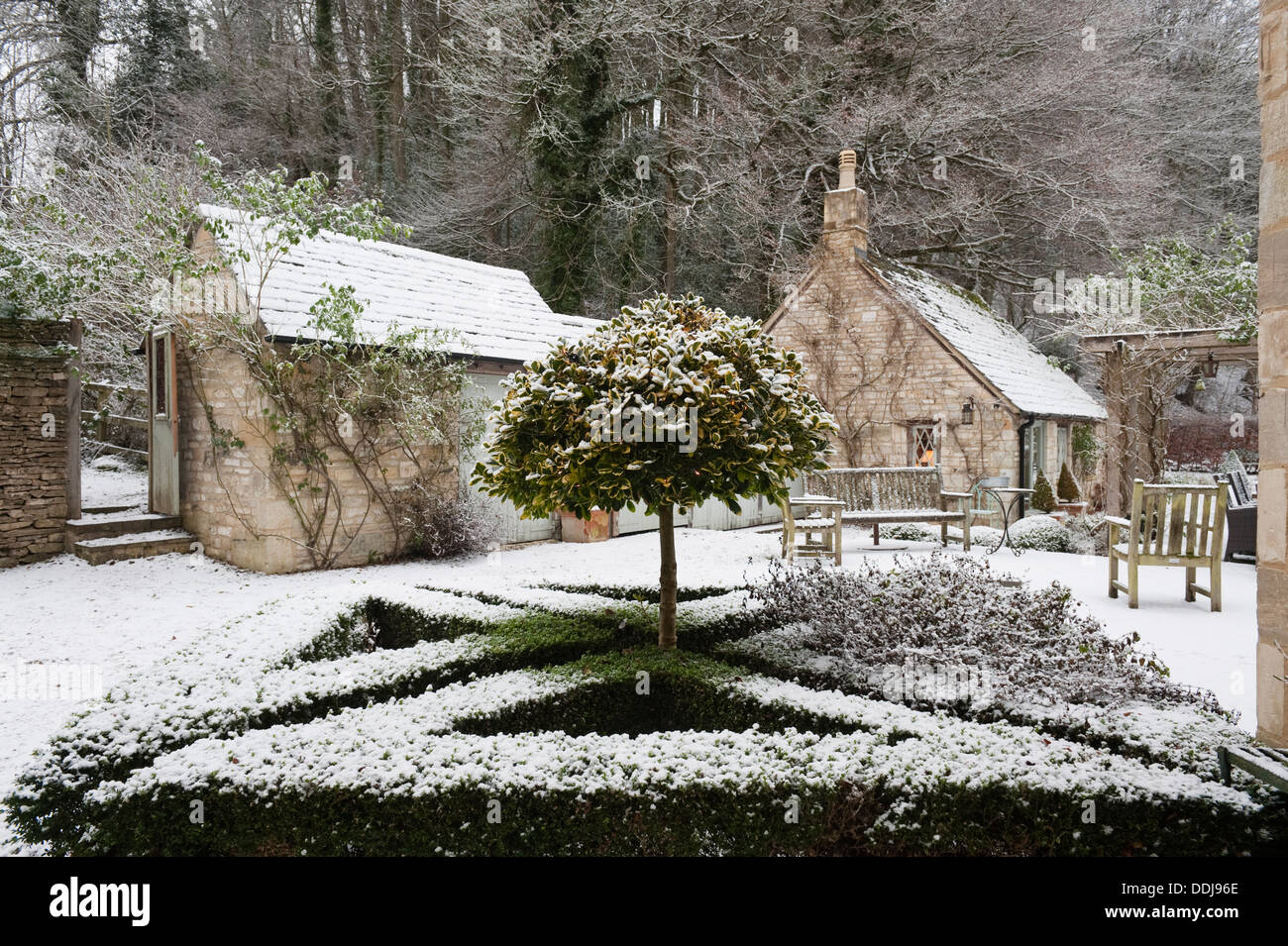 English Cottage Garden In Winter