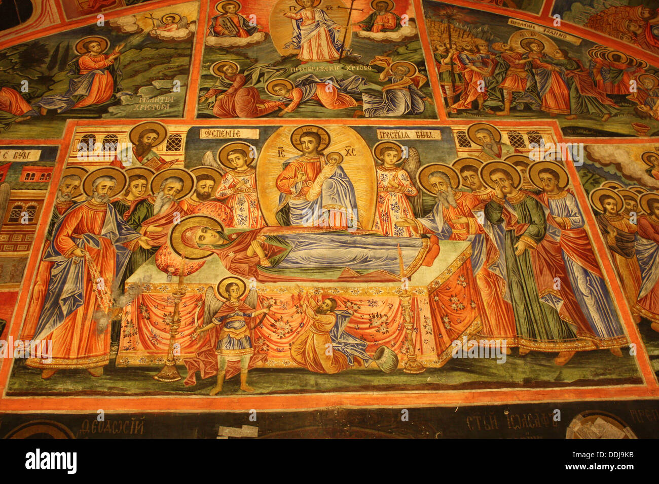 Wall murals at the monastery of the Transfiguration of God in Veliko Tarnovo, Bulgaria. Stock Photo