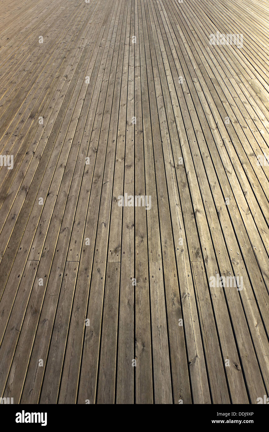 Rows of wooden planks - perspective view. Stock Photo