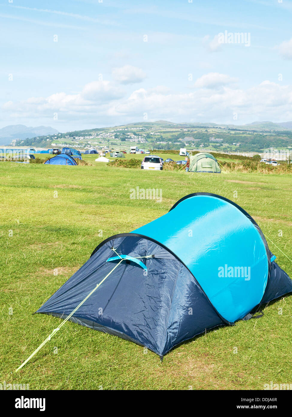 Single tent on campsite UK Stock Photo Alamy