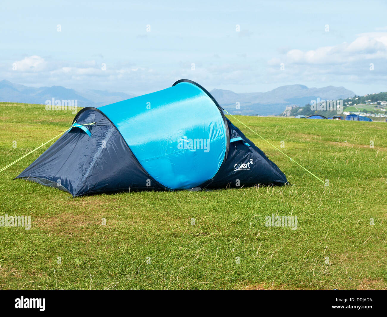 Single tent on campsite UK Stock Photo