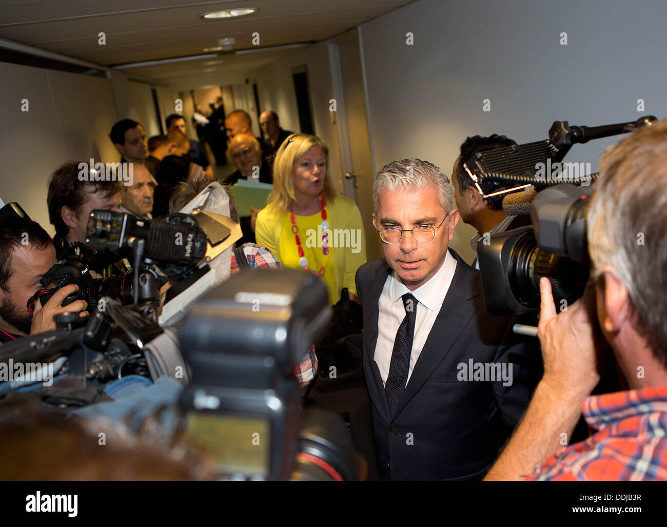 Brussels, Belgium. 3rd September 2013. Lawyer Alain De Jonge, defending Delphine Boel pictured mother of Delphine Boel, Sybille de Selys Longchamps and Delphine Boel against multiple members of the royal family at the Brussels Trial Court of First Instance, Tuesday 03 September 2013, in Brussels. Photo: Albert Nieboer-RPE Credit:  dpa picture alliance/Alamy Live News Stock Photo