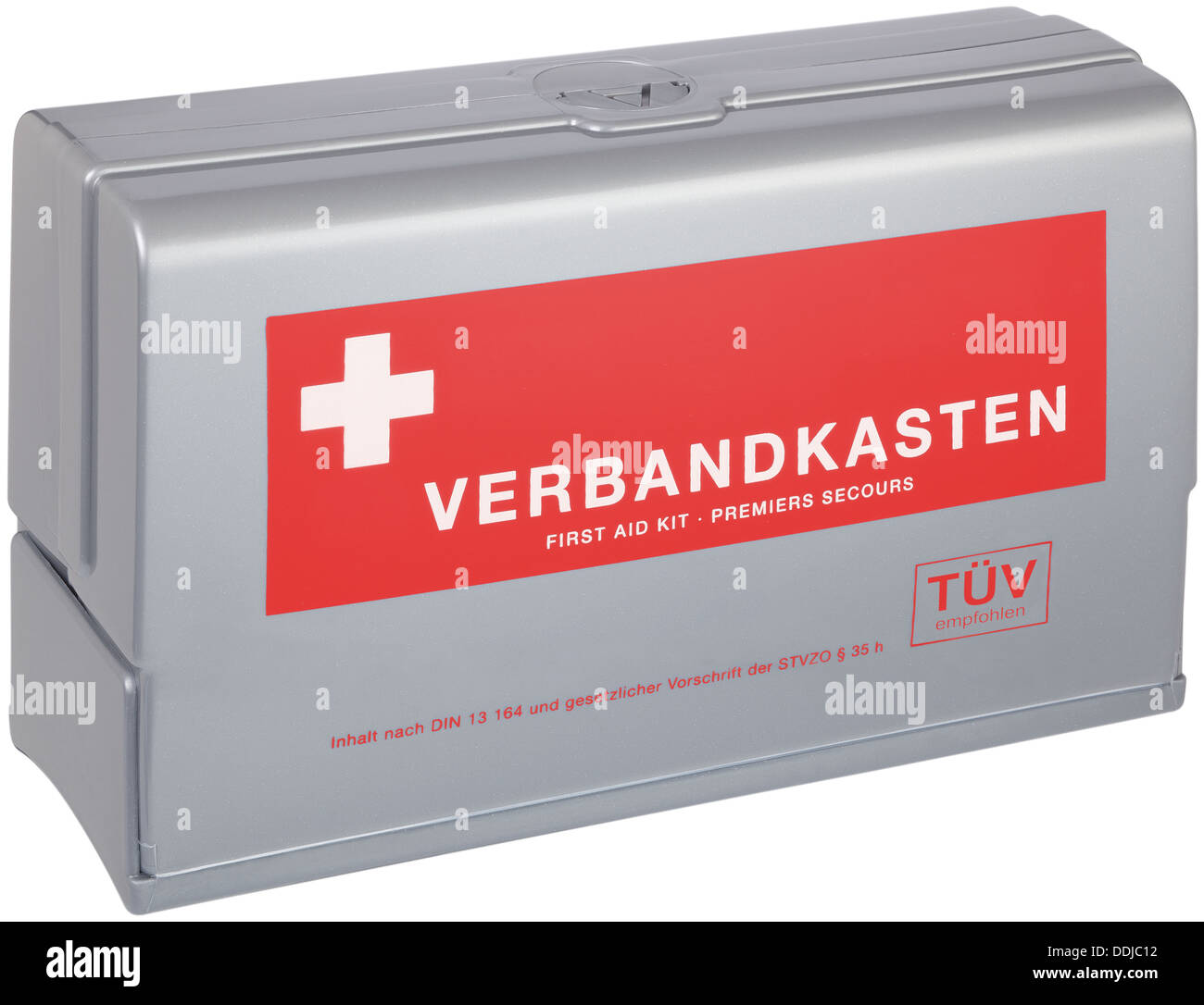 First aid kit on white background, close up Stock Photo