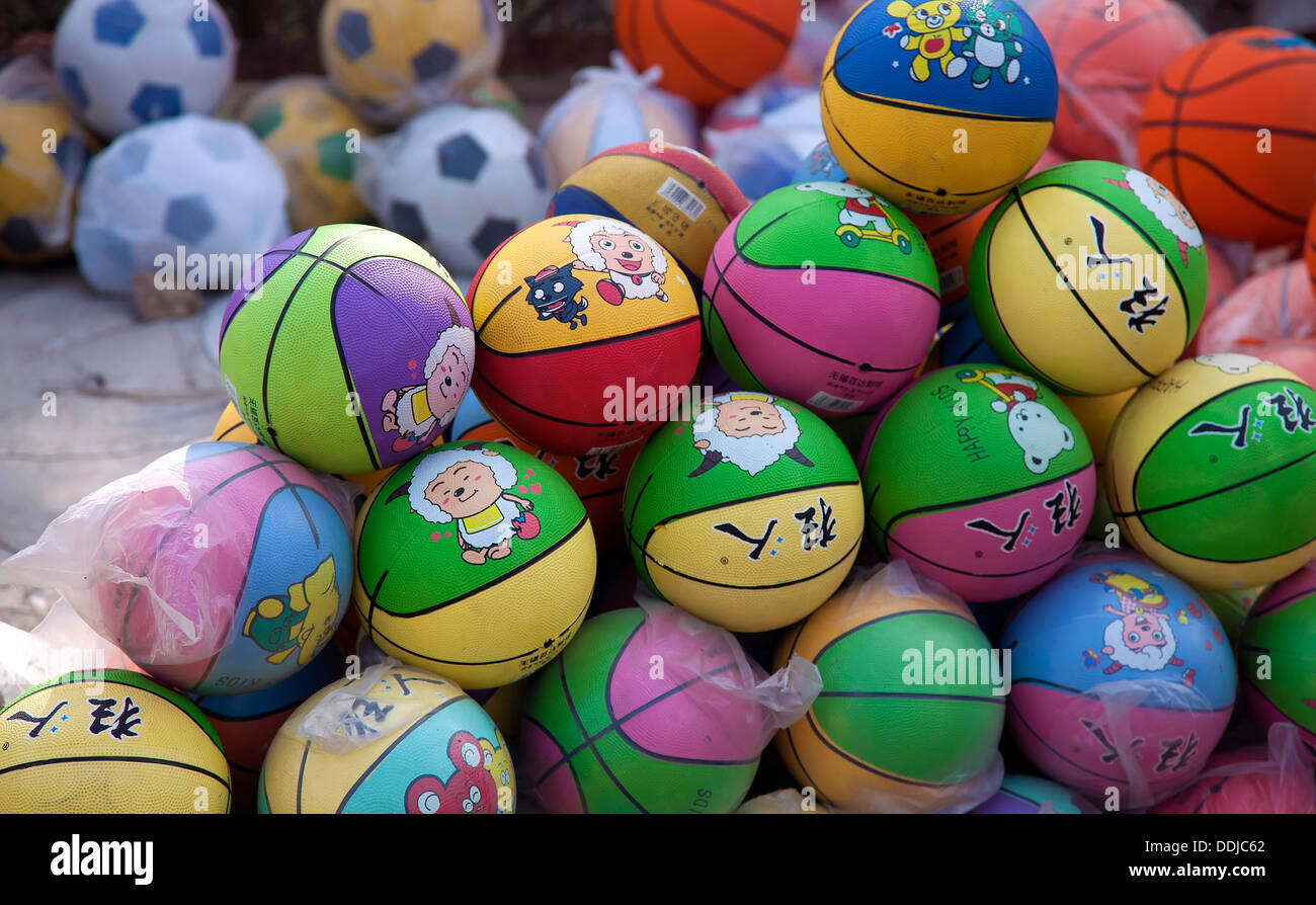 Colorful Balls on sale at Indian Market and Sports balls for a number