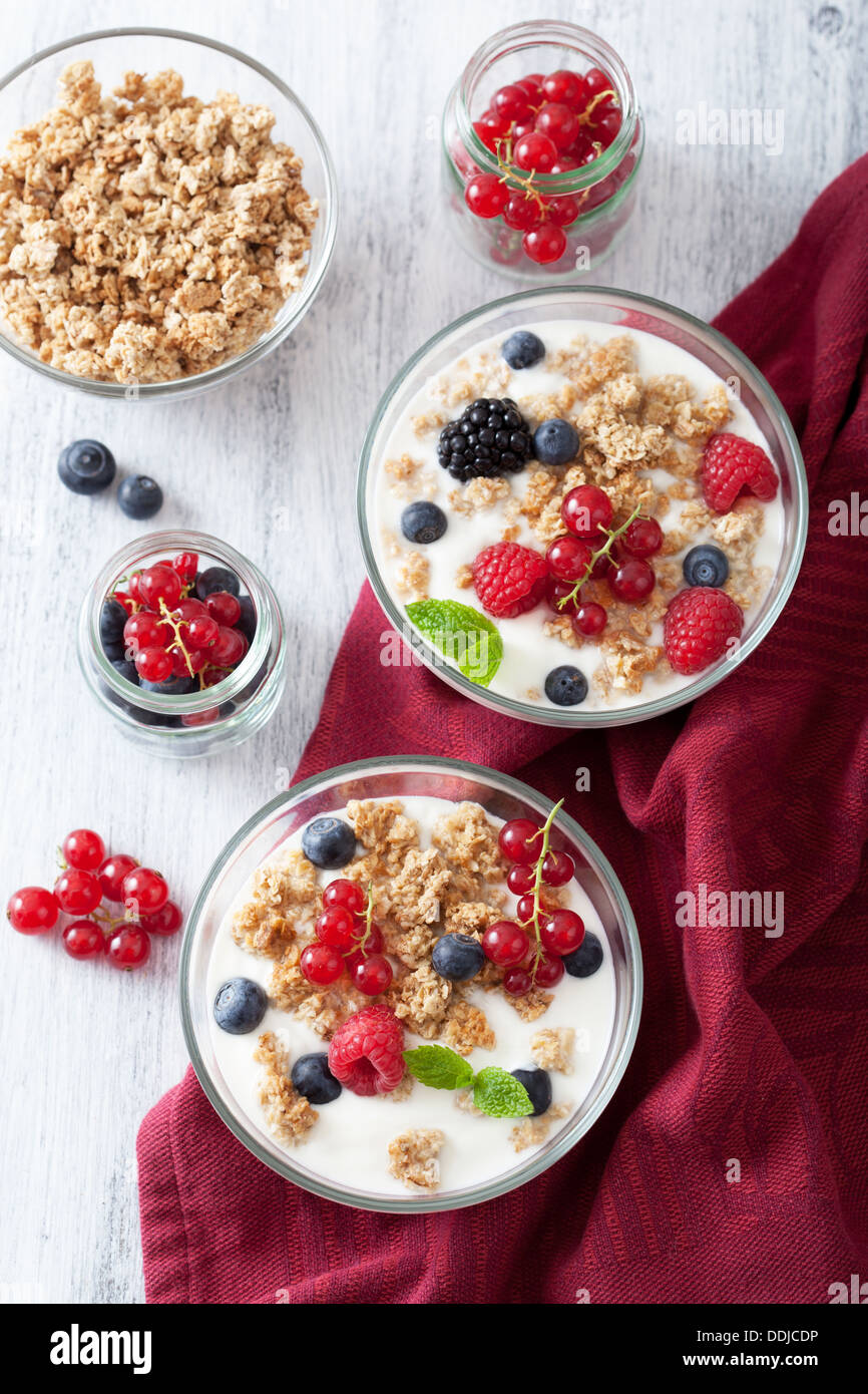 healthy breakfast with yogurt and granola Stock Photo - Alamy