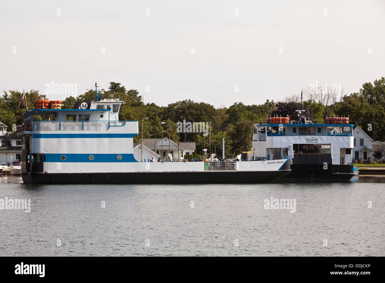 The Islander and the South Bass ferries are seen in Put-In-Bay on South Bass Island, Ohio Stock Photo