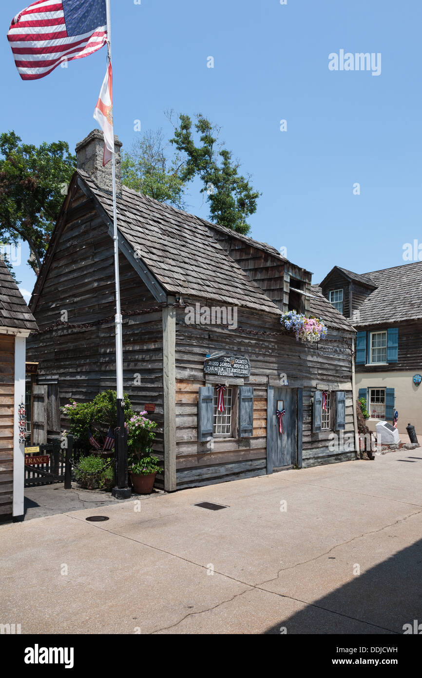 Oldest wood school house in the USA in historic St. Augustine, Florida Stock Photo