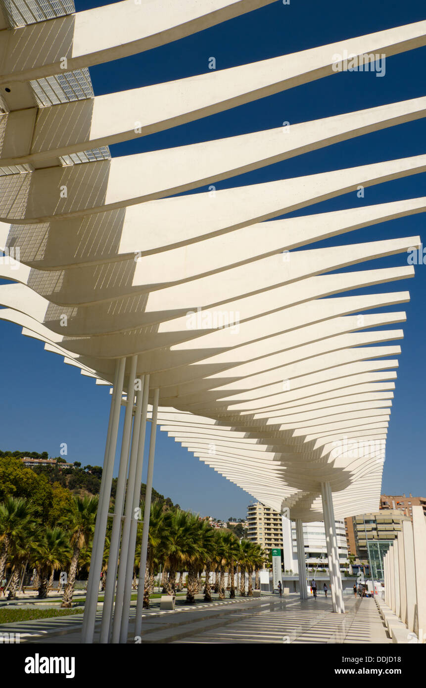 Modern Marina and waterfront promenade in Malaga named "Palmeral de las