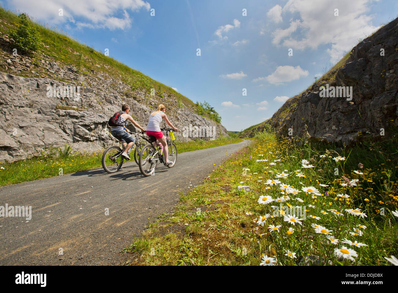 The Tissington Bike Cycle Trail in Derbyshire that runs from Ashbourne to Buxton. Stock Photo