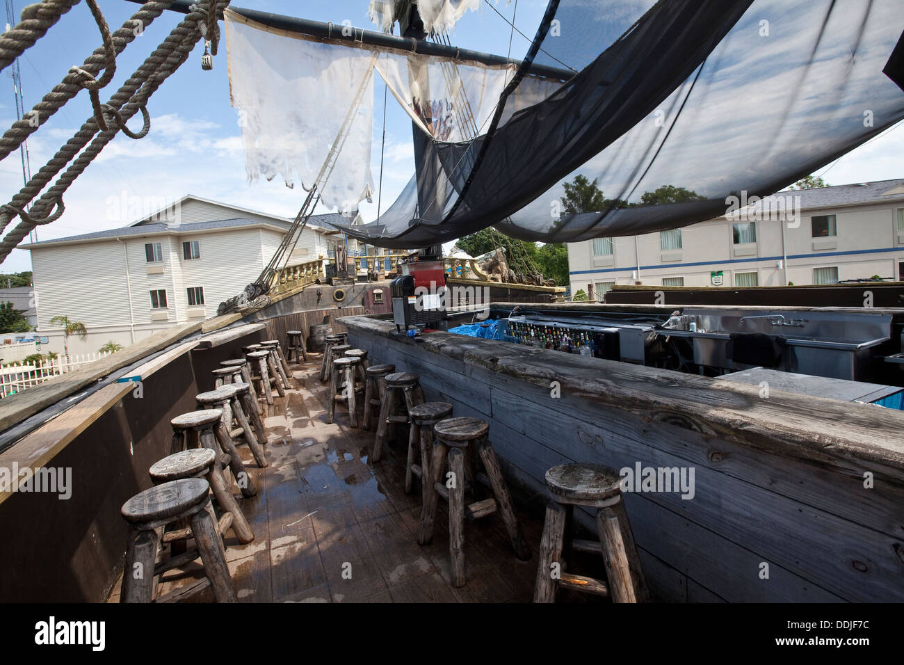 A pirate ship bar is pictured at the SPLASH bar in PutInBay, Ohio