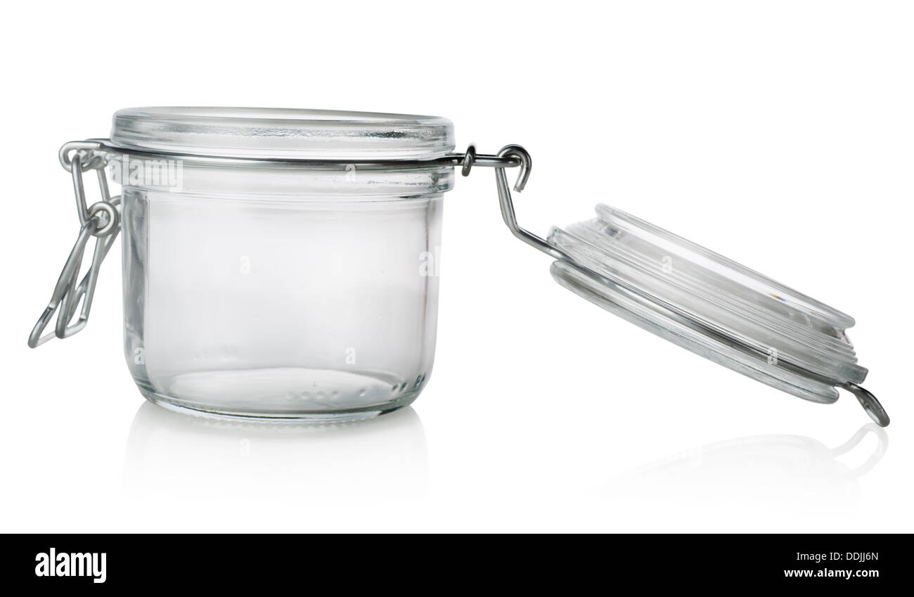 Glass jar with lid isolated on a white background Stock Photo - Alamy