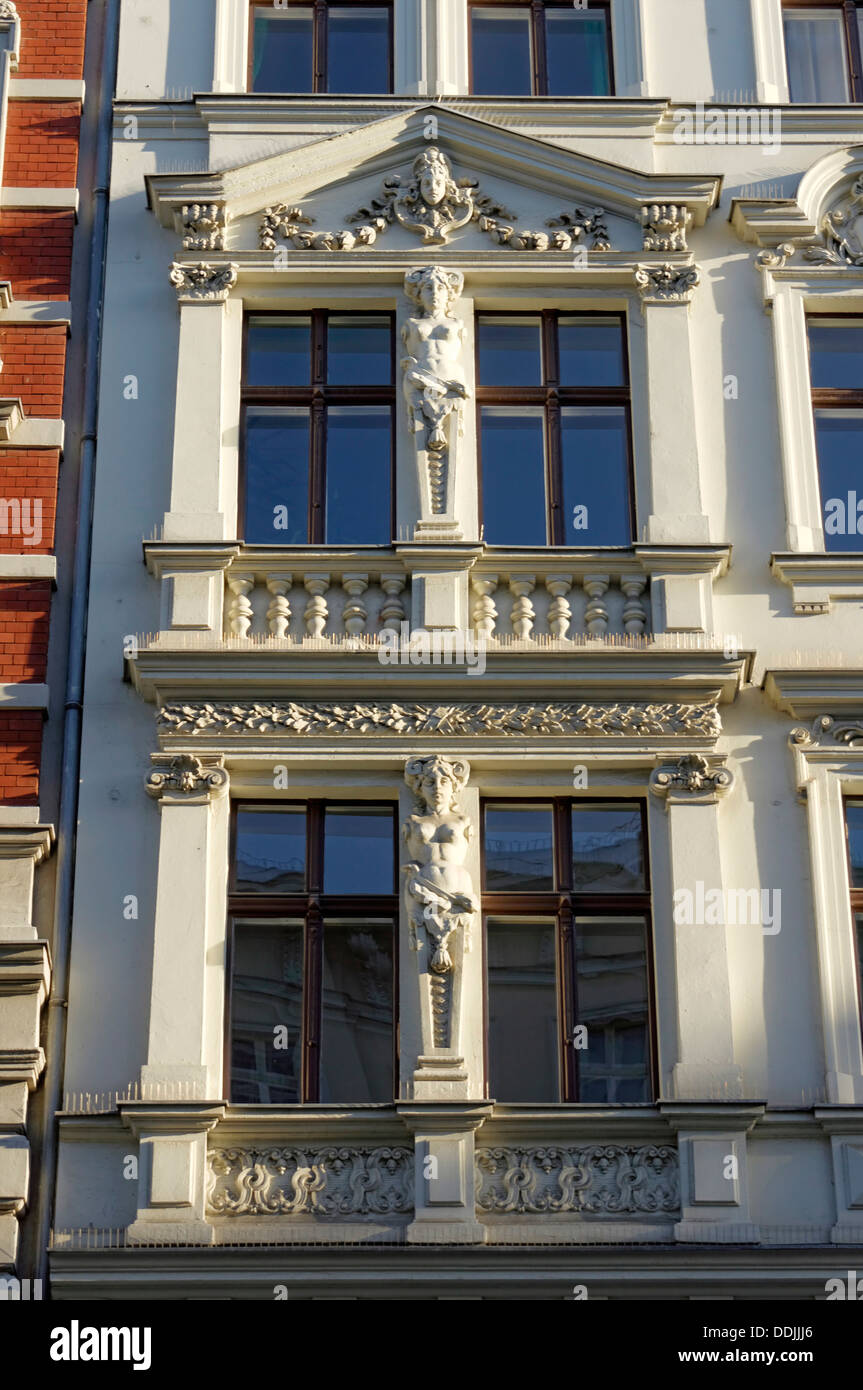 Laterne in front of Wilhelminian style building at Chamissoplatz, Kreuzberg, Berlin Germany, Stock Photo