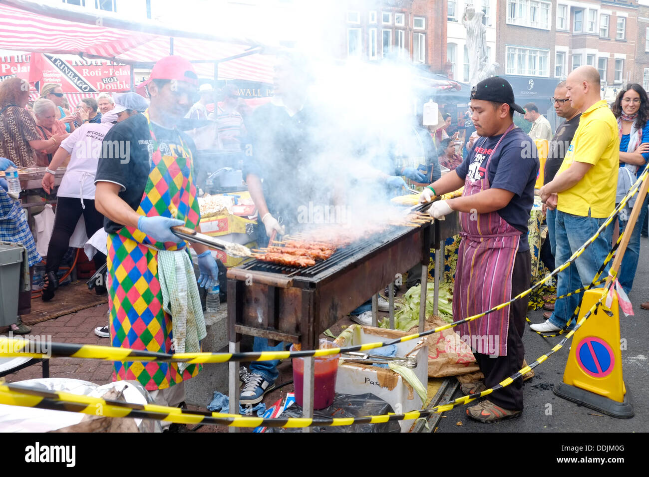 Satay Chicken Skewers On The Barbeque Being Sold At Kingston
