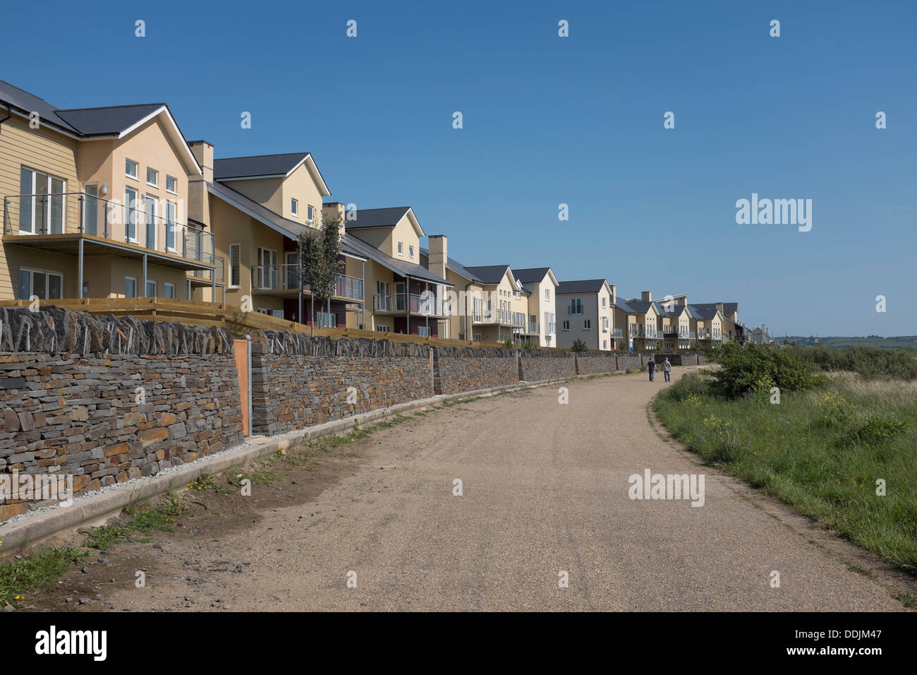 A private development of new detached 'executive' beachfront seaside houses, Llanelli, Carmarthenshire Wales UK Stock Photo