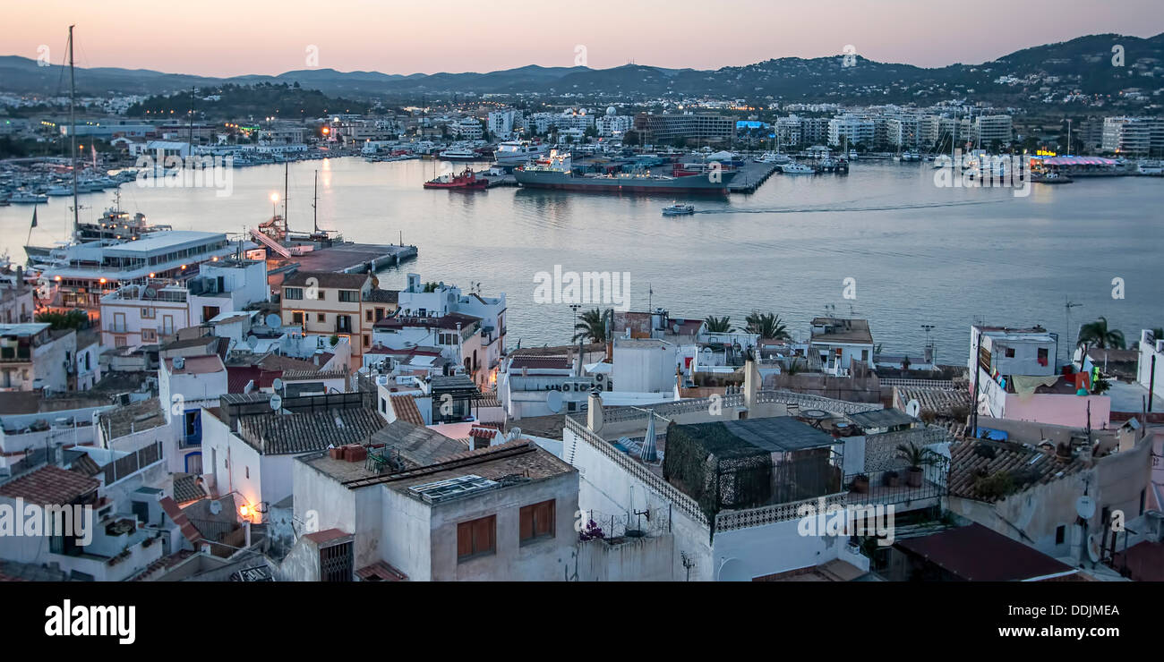 View from Sa Penya , port,  Ibiza town , Spain Stock Photo