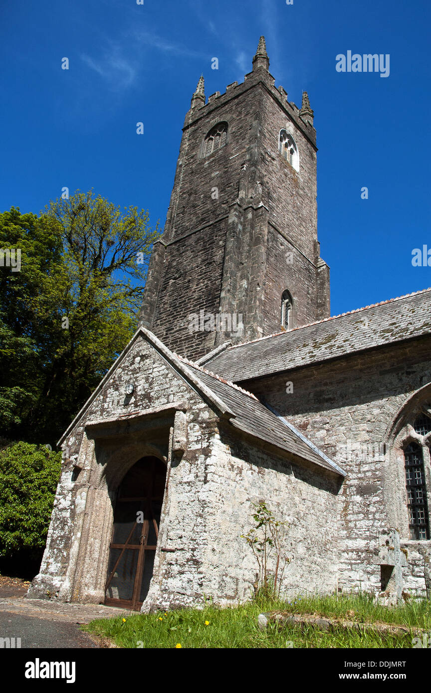 The church of St. Nonna in the village of Altarnun on Bodmin Moor in Cornwall Stock Photo