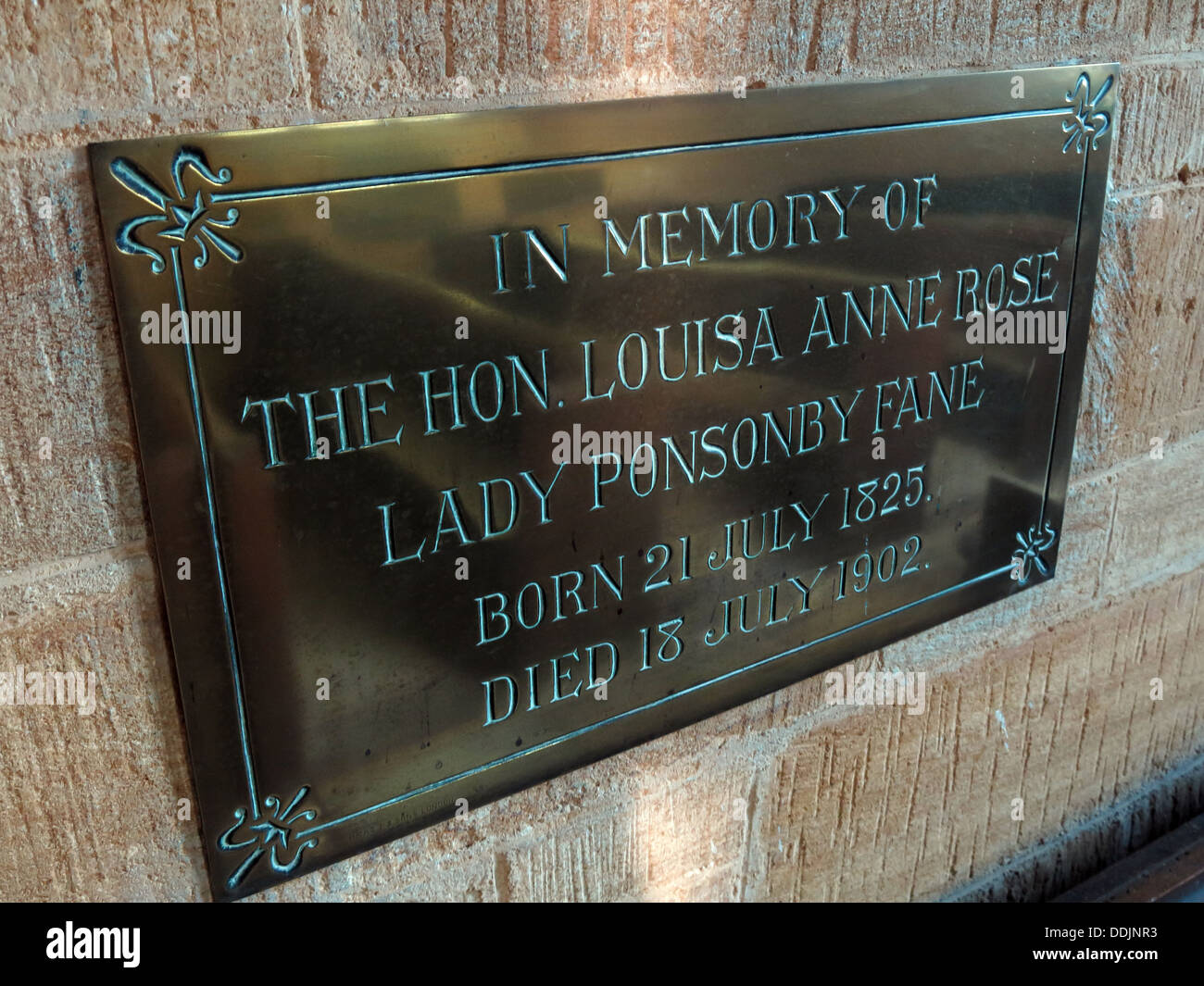 Chapel at Brympton d'Evercy, Yeovil, Somerset, England, UK - In memory of Hon Louisa Anne Rose, Lady Ponsonby Fane 1825-1902 Stock Photo