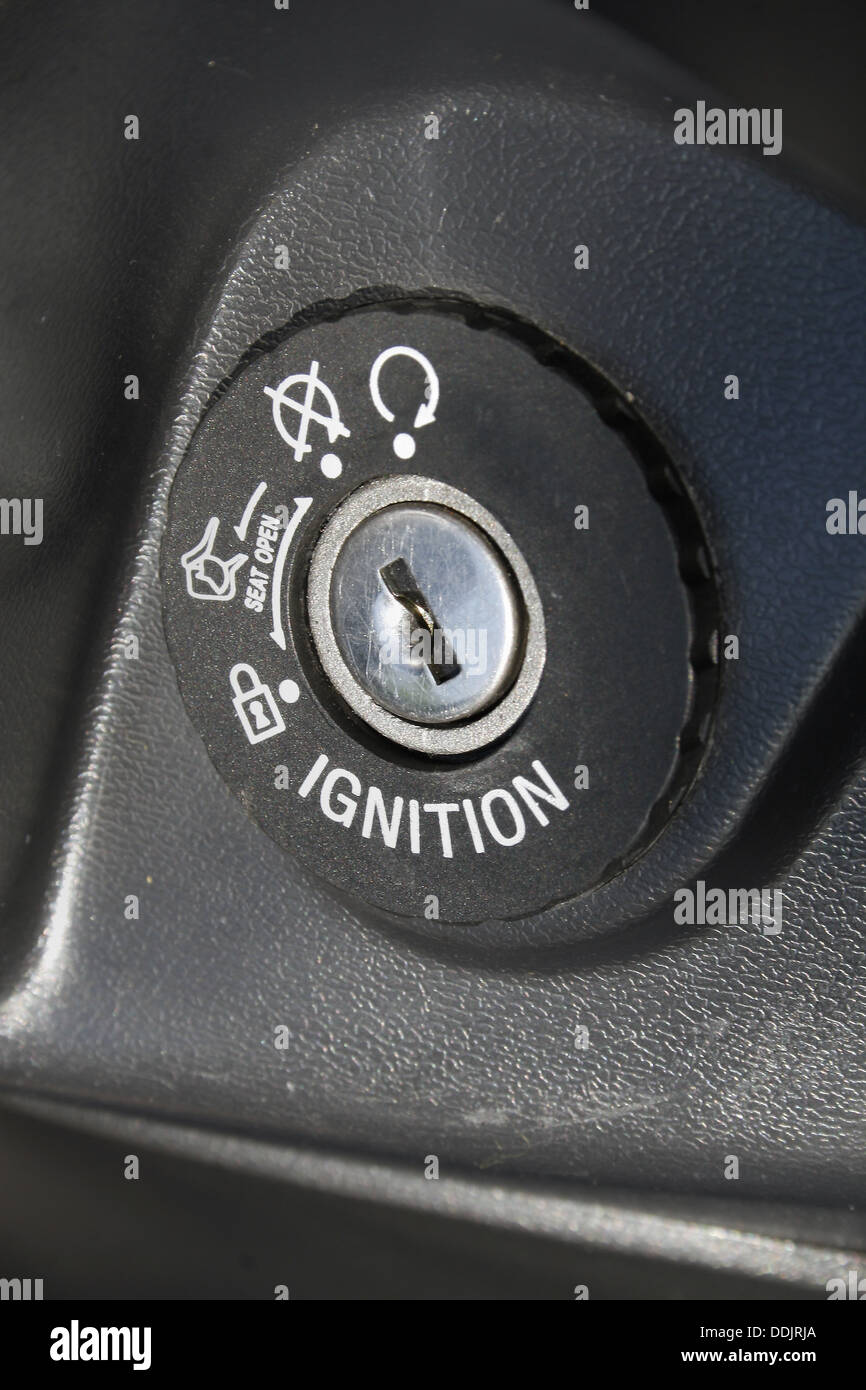 close up of ignition switch for peugeot tweet scooter Stock Photo Alamy