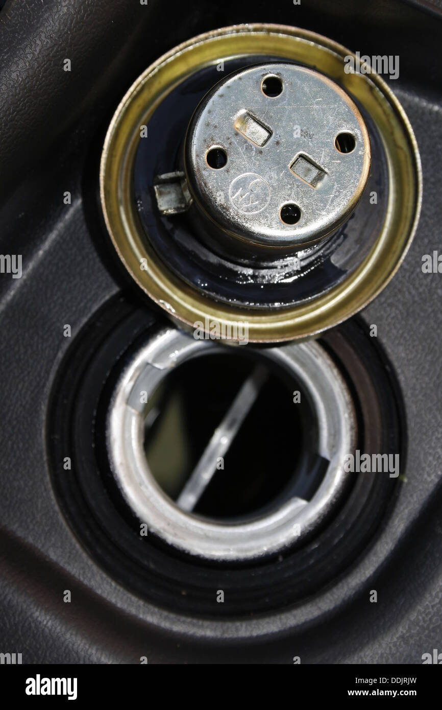 close up image of petrol cap and tank Stock Photo