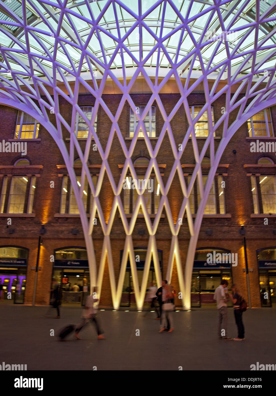 View of the steel lattice-work roof structure engineered by Arup, on ...