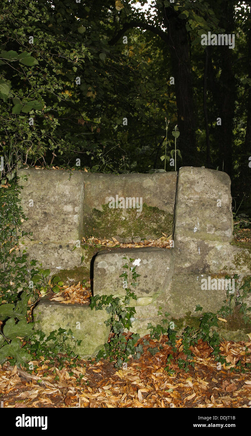 bricks beside cliff path walk. Roche Abbey, Maltby, Rotherham, South