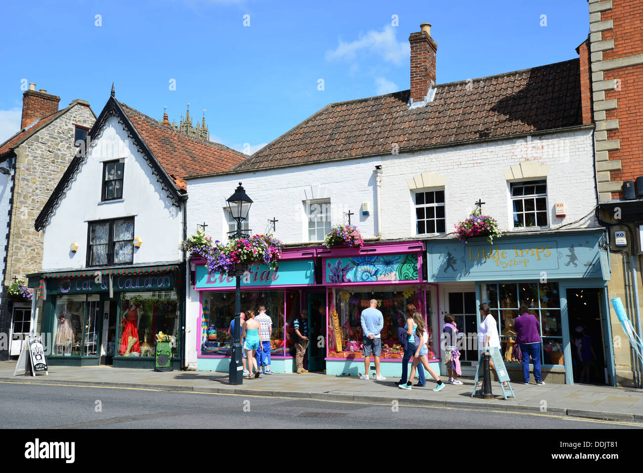 Witchcraft shops on Market Place, Glastonbury, Somerset, England
