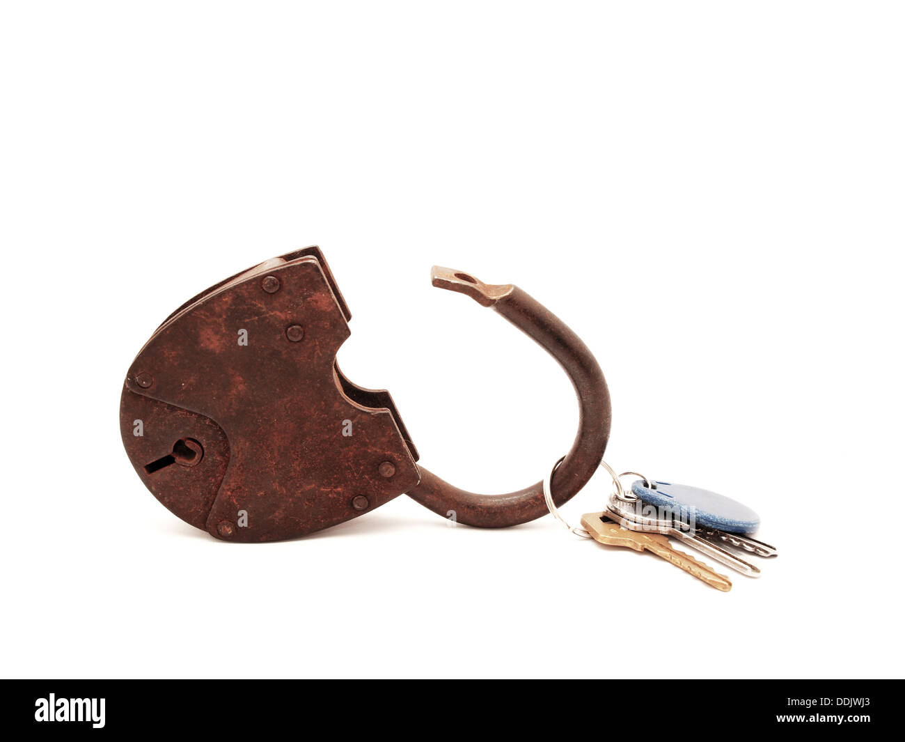 Keys and the lock on a white background Stock Photo - Alamy