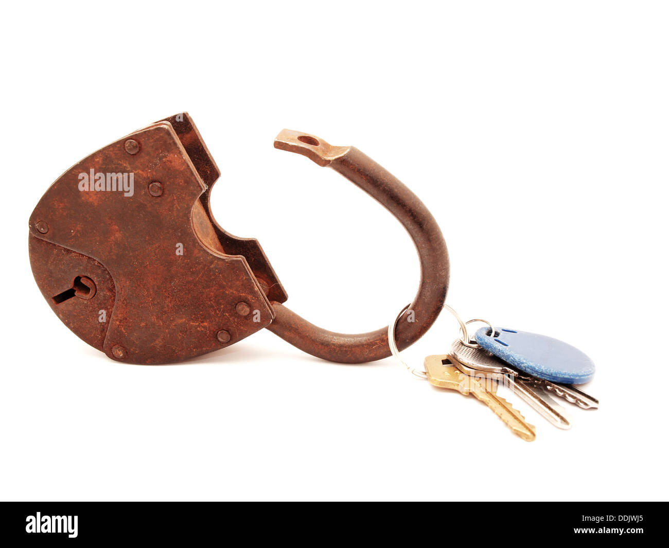 Keys and the lock on a white background Stock Photo - Alamy