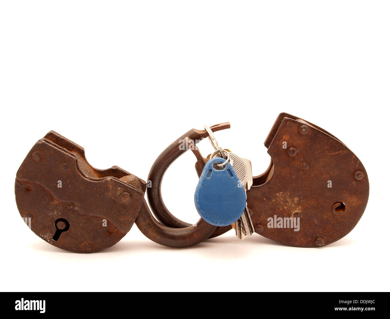 Keys and the lock on a white background Stock Photo - Alamy