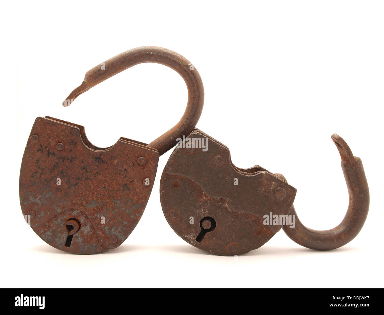 The old door lock on a white background Stock Photo - Alamy