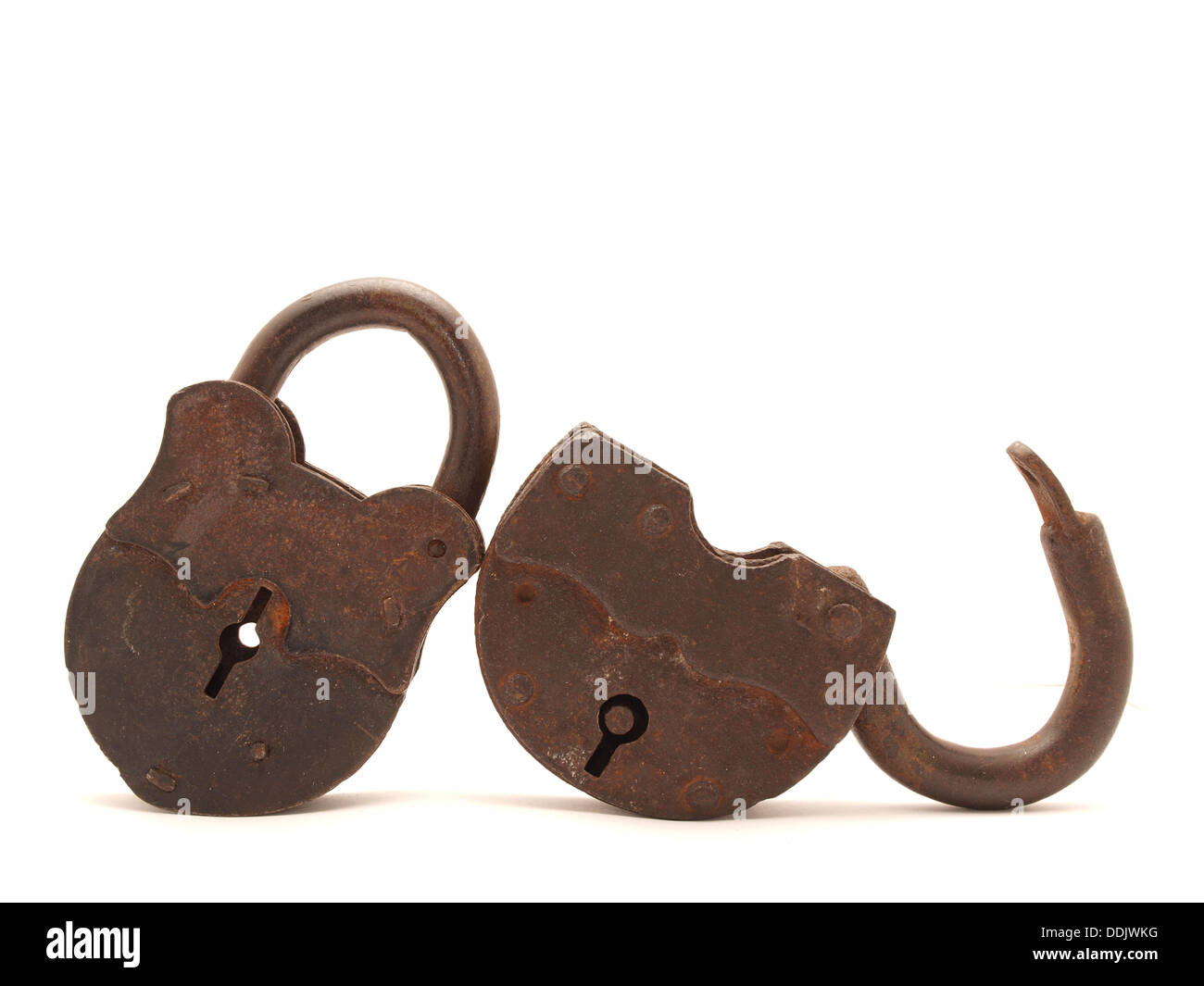 The old door lock on a white background Stock Photo - Alamy