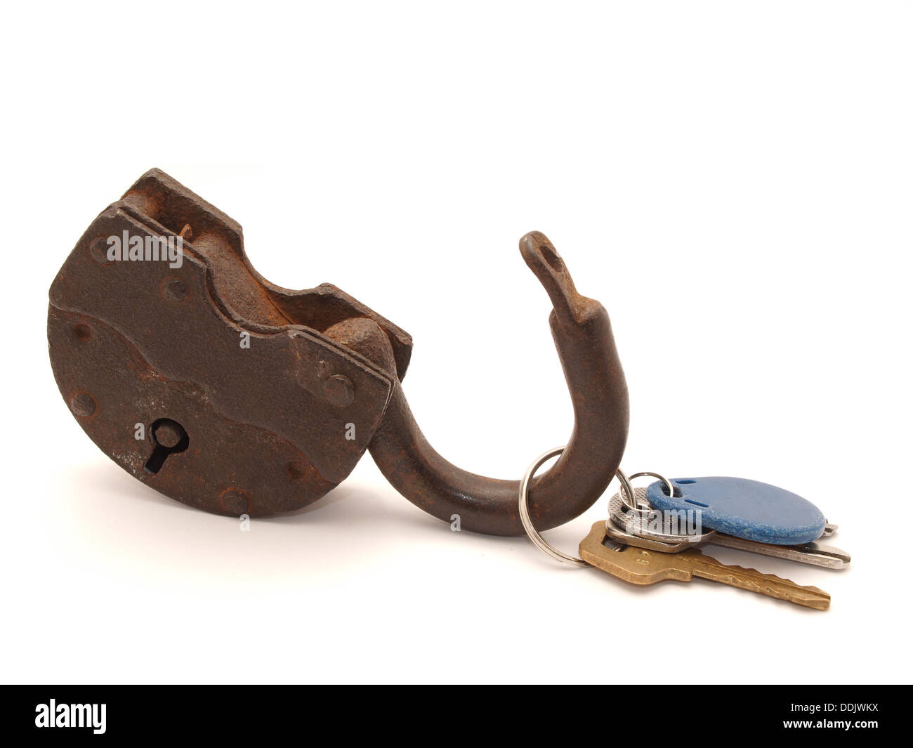 The old door lock on a white background Stock Photo - Alamy