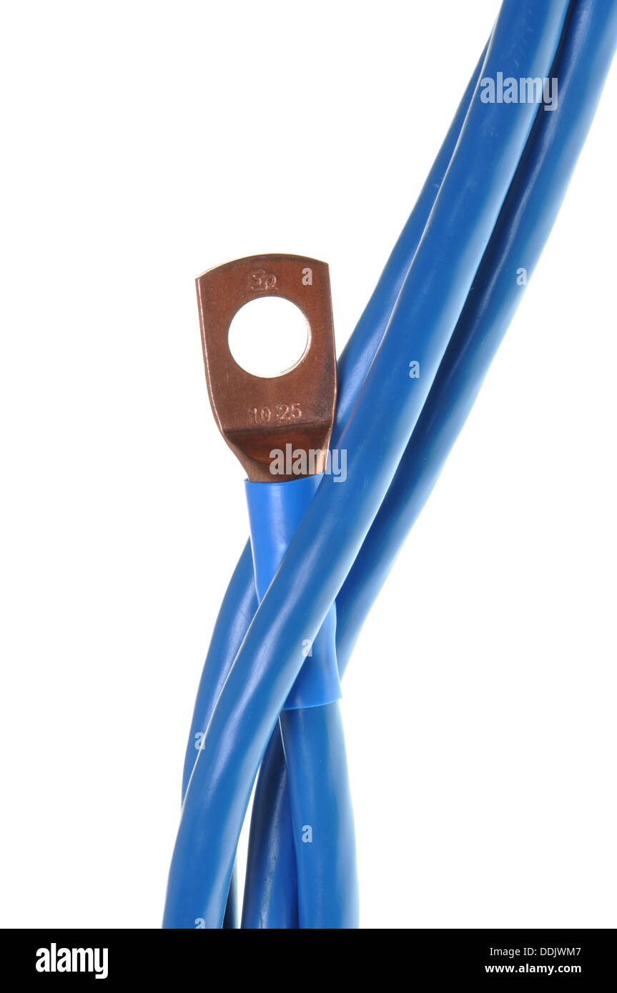 Highvoltage cable with copper terminal Stock Photo Alamy