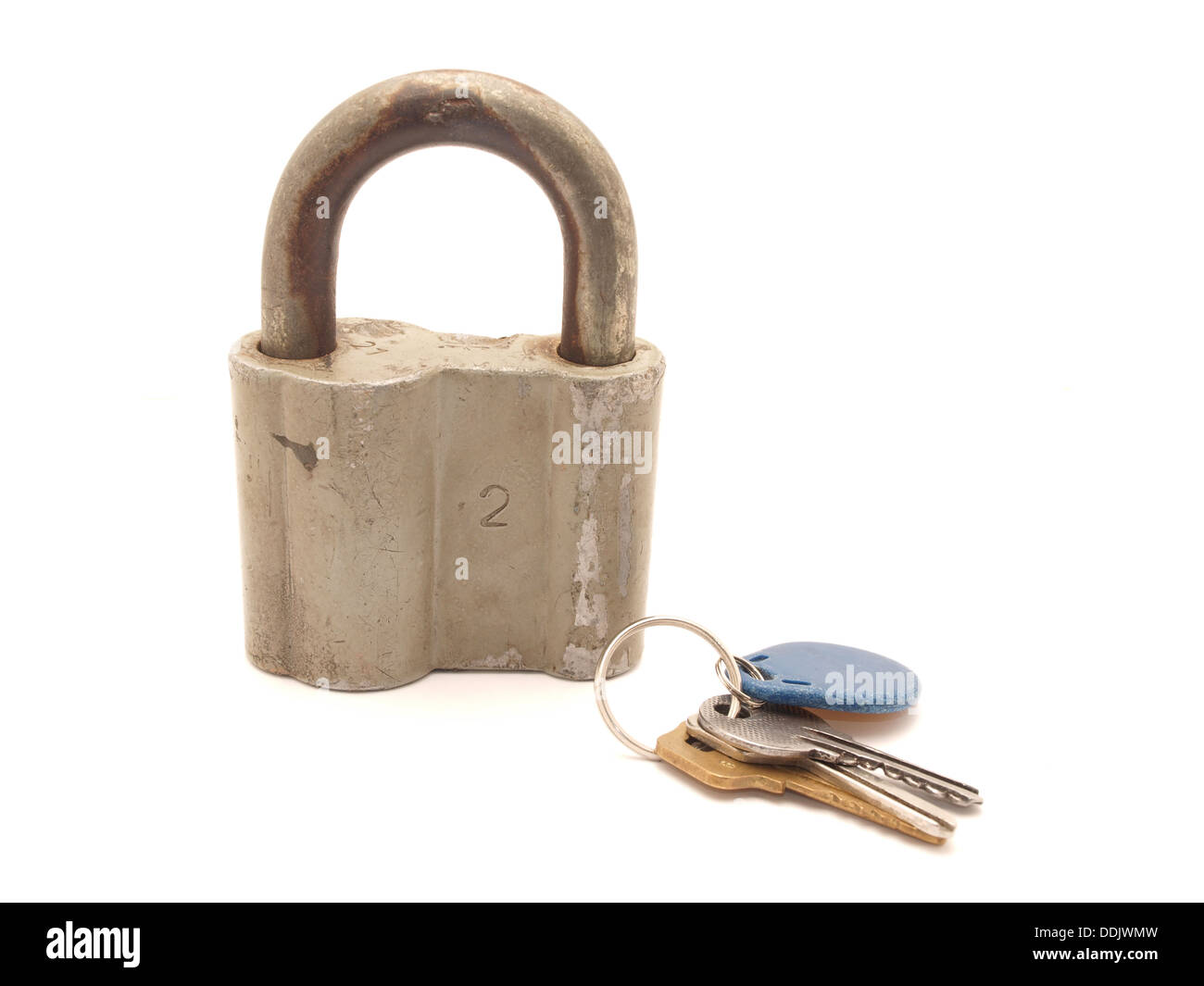 The old door lock on a white background Stock Photo - Alamy
