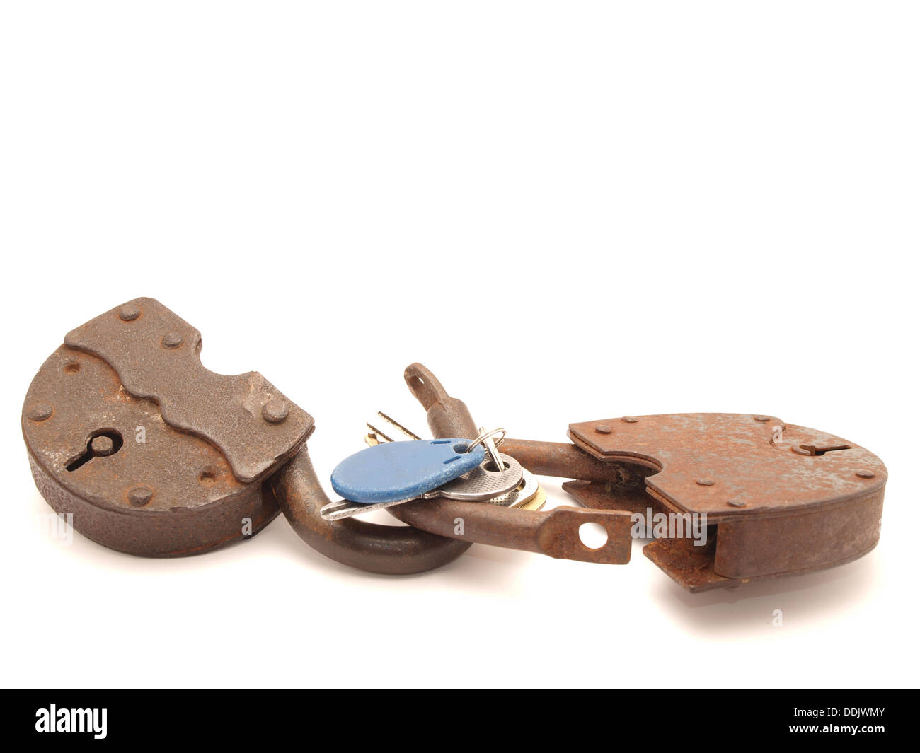 The old door lock on a white background Stock Photo - Alamy