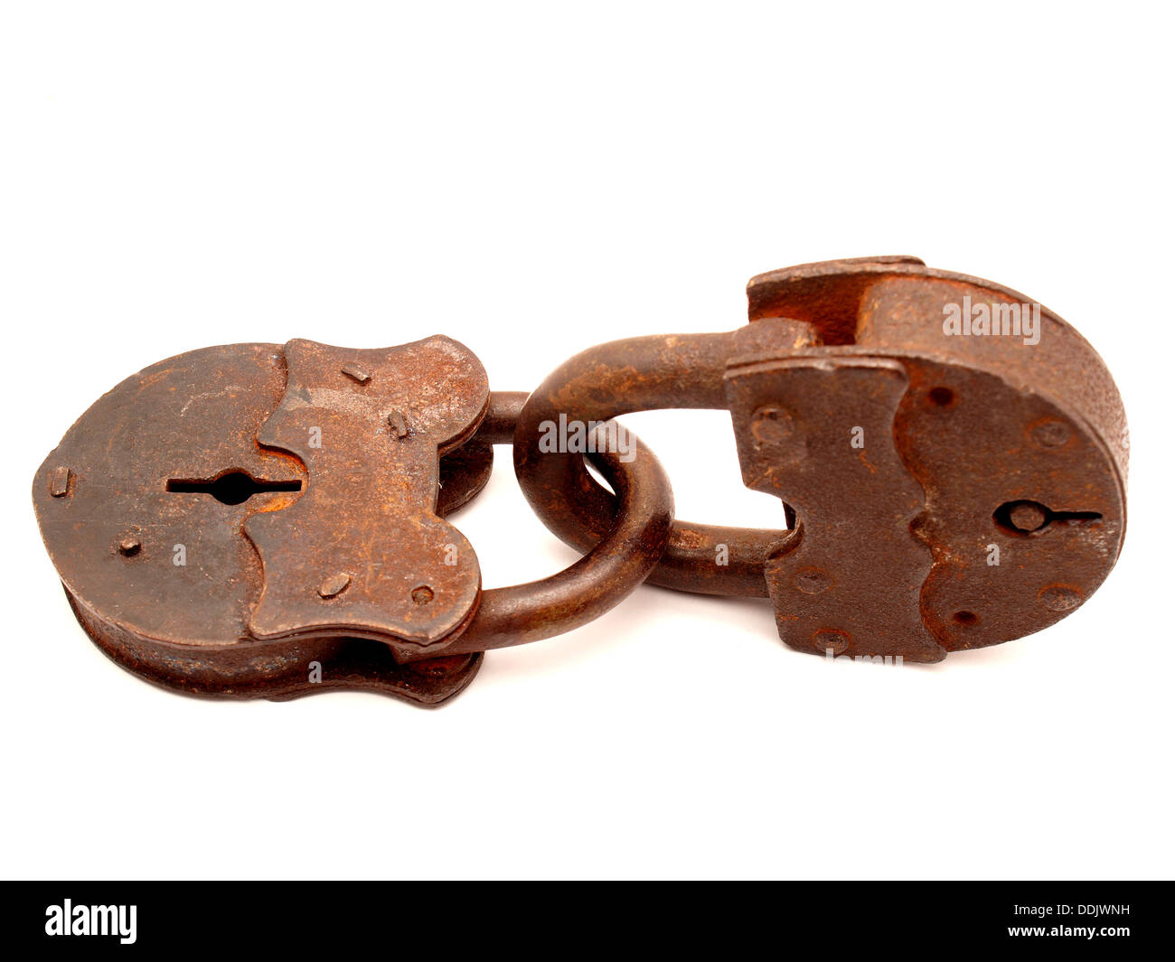 The old door lock on a white background Stock Photo - Alamy