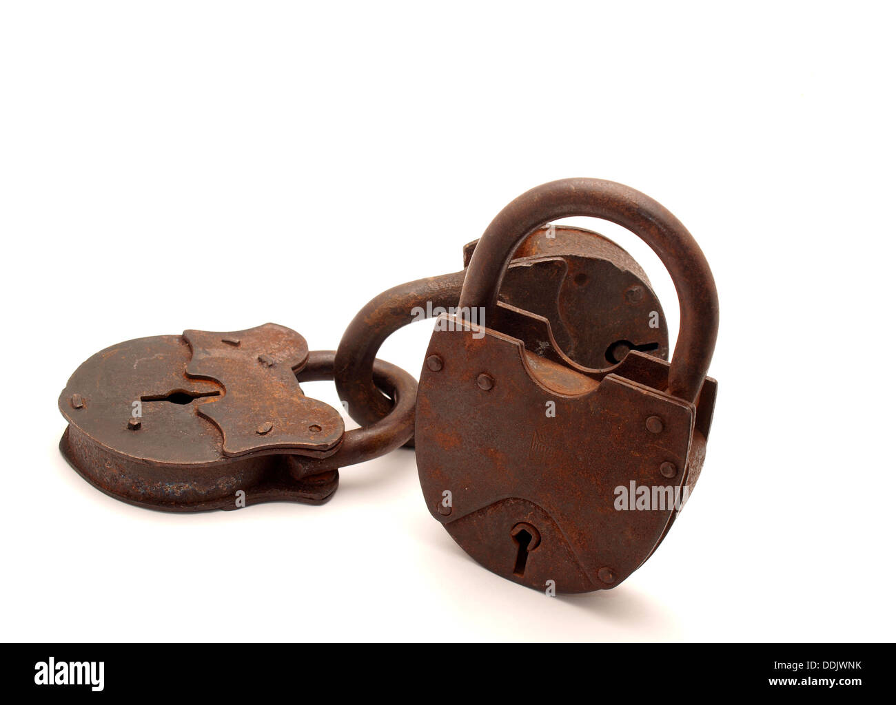 The old door lock on a white background Stock Photo - Alamy