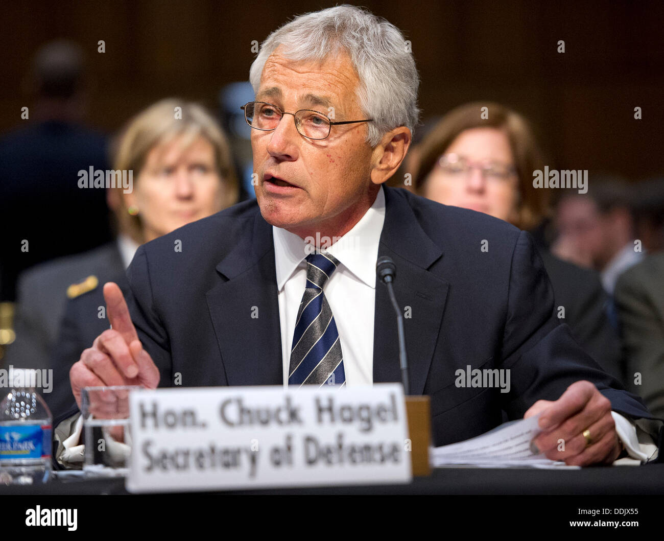 Washington DC, USA. 03rd Sep, 2013. United States Secretary of Defense Chuck Hagel appears before the U.S. Senate Foreign Relations Committee to testify on 'Authorization of Use of Force in Syria' . © dpa picture alliance/Alamy Live News Stock Photo