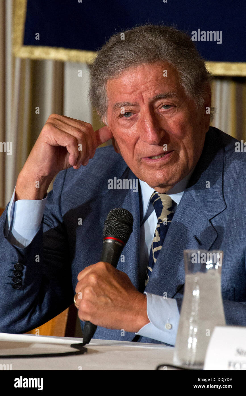 Tokyo, Japan. 4th Sept, 2013. - The legendary American singer, Tony Bennett speaks about his latest album 'The Classics' at The Foreign Correspondents Club of Japan, September 4, 2013. Bennet is visiting Japan for the first time in 13 years to promotes his latest album 'The Classic', 22 best songs selected by the artist. He will perform at the Tokyo Jazz Festival on September 7, 2013. Credit:  Rodrigo Reyes Marin/AFLO/Alamy Live News Stock Photo