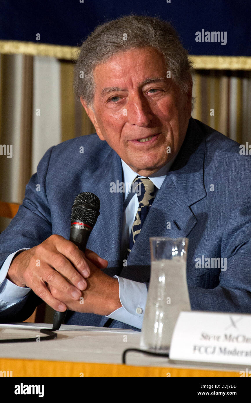 Tokyo, Japan. 4th Sept, 2013. - The legendary American singer, Tony Bennett speaks about his latest album 'The Classics' at The Foreign Correspondents Club of Japan, September 4, 2013. Bennet is visiting Japan for the first time in 13 years to promotes his latest album 'The Classic', 22 best songs selected by the artist. He will perform at the Tokyo Jazz Festival on September 7, 2013. Credit:  Rodrigo Reyes Marin/AFLO/Alamy Live News Stock Photo