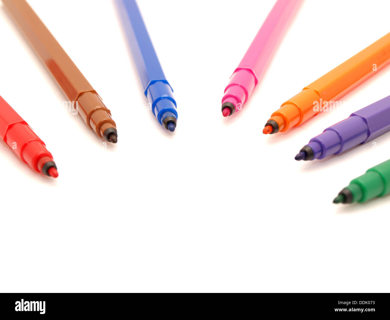 Color felttip pens on a white background Stock Photo Alamy