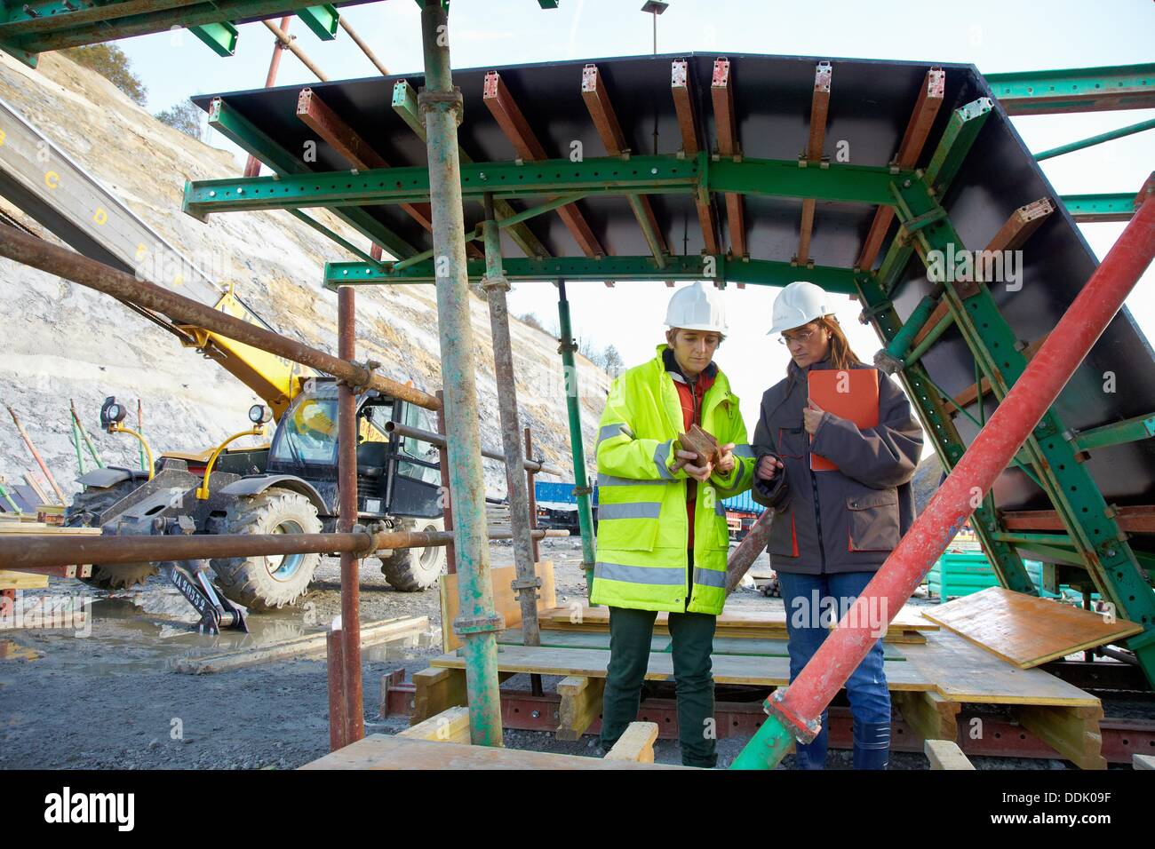 Architects, Formwork troughs viaduct, Works of the new railway platform in the Basque Country, High-speed train  ´Basque Y´ Stock Photo