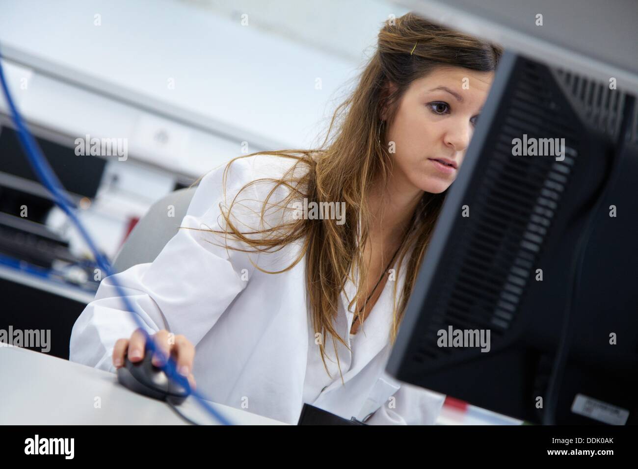 Student in the Biomedical Instrumentation Laboratory, Biomedical Engineering,  CEIT (Center of Studies and Technical Research Stock Photo - Alamy